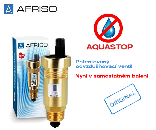 Vylepšený automatický odvzdušňovací ventil AFRISO s AQUASTOP